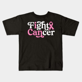 I Can Fight Cancer - Breast Cancer Support  - Survivor - Awareness Pink Ribbon Black Font Kids T-Shirt